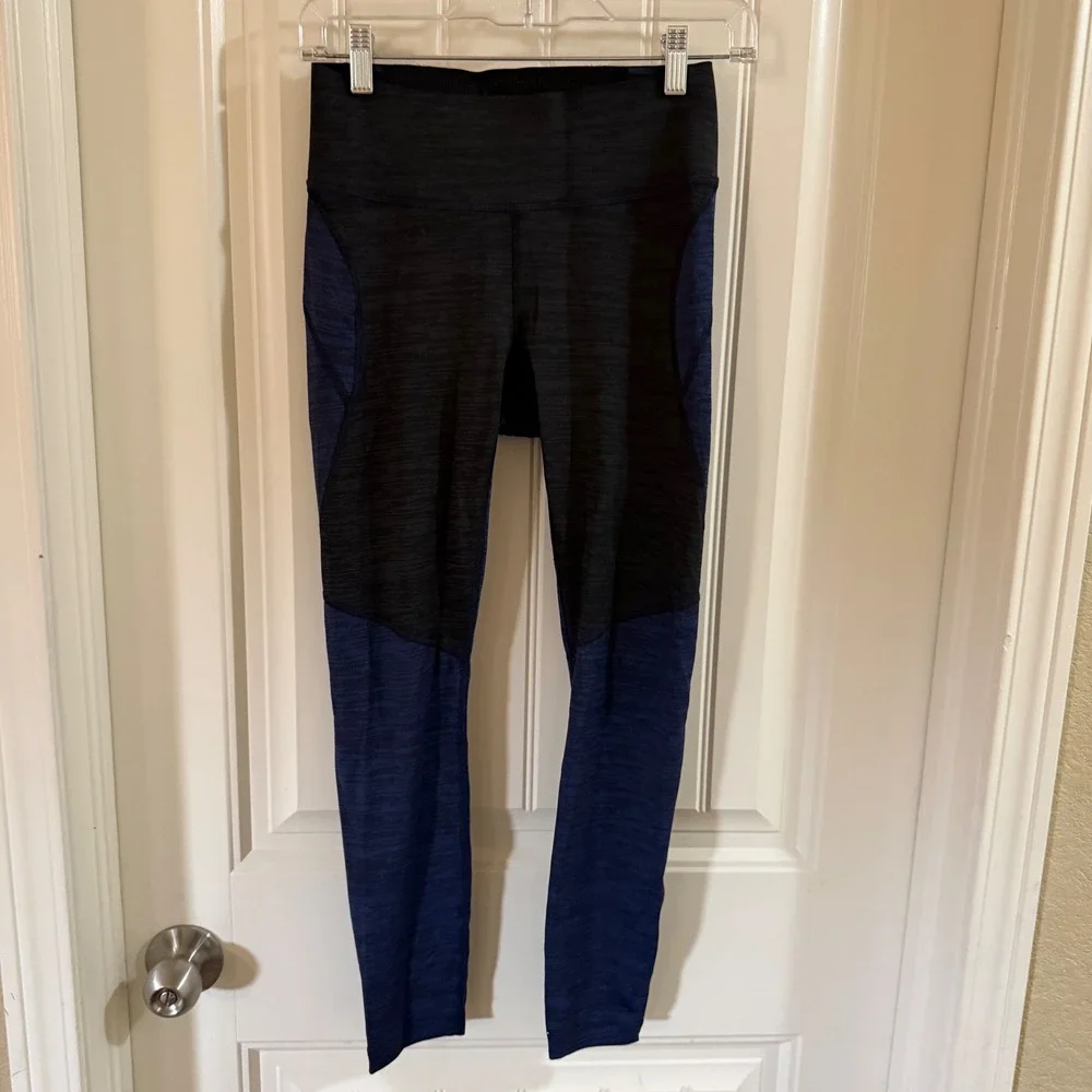 Outdoor Voices Athletic‎ Leggings Black Heather Blue Side Panel Size S
